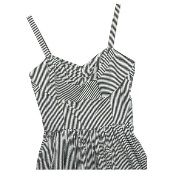 New Trashy Diva Romper Womens 8 Blue White Seersucker Pin Up Striped Retro 70s - Picture 5 of 14
